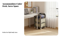 Under-Desk Book Cart with casters Mobile Shelf Large Capacity for Dormitory