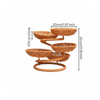 Woven Countertop Basket Stand Long-Lasting Multi-Tier Fruit Basket for Kitchen