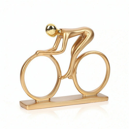 Minimalist Bike Sculpture Metal-likeLook Cyclist Statue Compact for Art Lovers