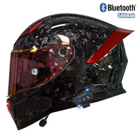 Carbon Fiber Full Face Motorcycle Helmet with Bluetooth, DOT Certified
