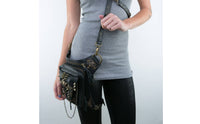 Harness Bag with Skull Detail Structured Crossbody Bag with Chain Compact Purse for Cosplayers, Cosplay, Night out, Concerts