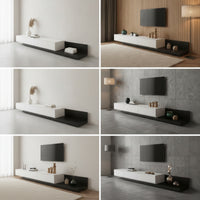 Retractable TV Cabinet Modern Low-Profile TV Console Minimalist Television Console for Living Room, Small Apartments, Home Theater