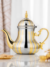 Stainless Steel Moroccan Teapot with Gold Finish