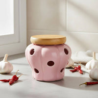 Countertop Garlic Storage Large Capacity Garlic and Ginger Container With Lid Hollowed-out Storage Pot for Pantry