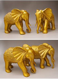 Brass Elephant Figurine Pair, Chinese Style, Indoor/Outdoor Decor