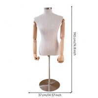 Half-Body Mannequin with Articulated Arms Sturdy textileCovered Dress Form with Metal Base Heavy Duty Mannequin Torso for Tailors
