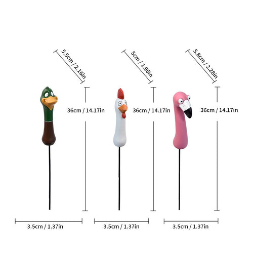 Fauna Head Stake Decor Colorful Fauna Sculpture Stake Easy to Install for Yard