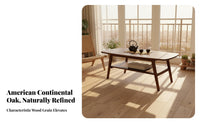 2-Tier Rectangular Coffee Table Minimalist Design Double-Deck Rectangular Table Rounded Corners Tapered Legs for Homeowners