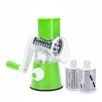 3 Interchangeable Blades Manual Drum Shredder Easy to Clean Rotary Vegetable Cutter High Effectiveness Hand Crank Cheese Grater