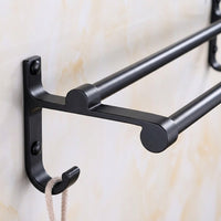Towel Bar and Bath Holder for Washroom Organization, Wall Mounted Kitchen Rack with Hooks for Travelers, Aluminum Alloy Construction