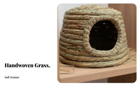 Natural Material Woven Grass Pet Hut Multi-Use Woven Grass Pet Hut Comfortable Handwoven Pet Nest Breathable for Rabbit Owners, Hutch, Aviary, Indoor, Playpen