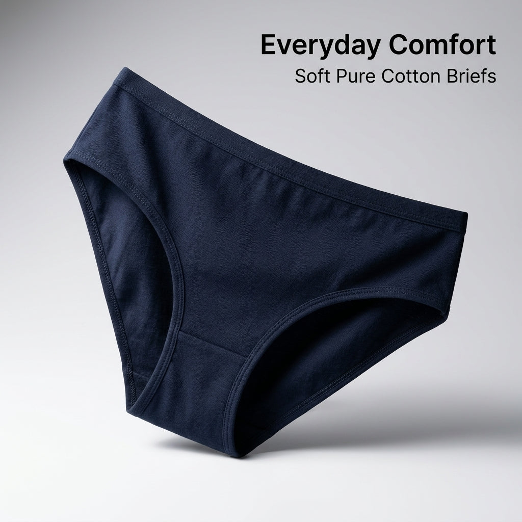 Women's Breathable Midi Brief Knickers for Everyday Wear, Seamless Mid Rise Pants with Soft Gusset, Plus Size Solid Color