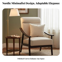 Padded Wood Armchair Comfortable Spine Supportrest Single Sofa Sturdy Construction Thick Paddinging for Homeowners, Balcony