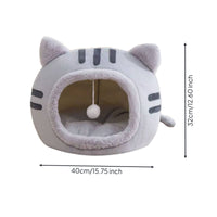 Semi Enclosed Cat Bed Warm Feline Hideaway Cozy Bed Pet Bedding for Cat , Cold Weather
