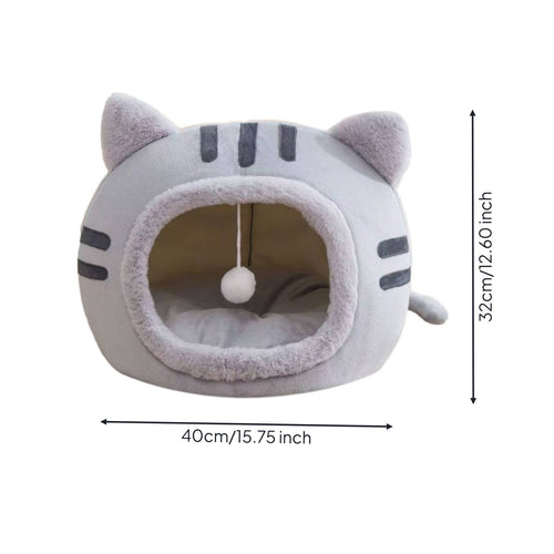 Semi Enclosed Cat Bed Warm Feline Hideaway Cozy Bed Pet Bedding for Cat , Cold Weather