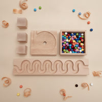 Marble Run with Wooden Blocks Open-Ended Wooden Marble Run Sensory Set for Young Children, Child-Centered School