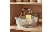 Wire Shopping Basket with Handle Portable Wire Mesh Shopping Basket Open-Top for Convenience Stores