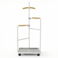 Bird Playstand with Tray Mobile Bird Stand with Wheels Stainless Steel Parrot Activity Center for Training