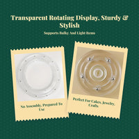 Acrylic Rotating Display Stand, 360° Rotating Turntable, Transparent Organizer for Jewelry, Cakes, Office