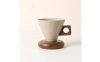 Cone Coffee Cup Speckled Coffee Mug with Wooden Handle Elegant for Office Desk