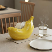 Banana Tissue Box Multi-Use Yellow Banana Decor Shiny Finish for Living Room