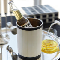Bone and Stainless Steel Ice Bucket, Wine Bucket, Tray, and Bottle Opener Set
