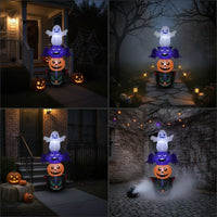 Illuminated Stacked Halloween Inflatable Lighted Inflatable Ghost Giant Black Cat with Pumpkin Easy to Use for Homeowners