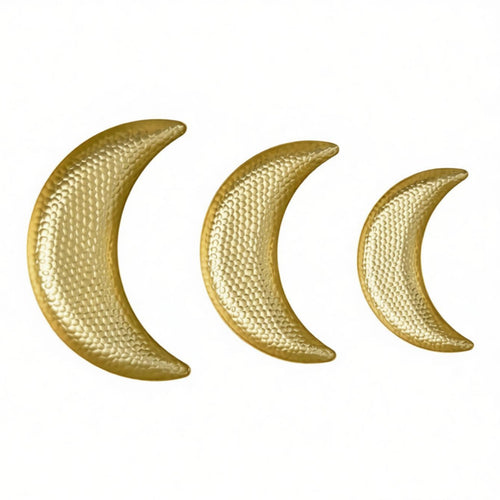 3 Pieces Curved Moon Tray Set Raised Edges Moon-Shaped Metal Tray