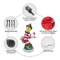 8FT Christmas Inflatable Santa and Reindeer with LED Lights