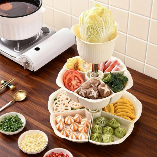 3-Tier Rotating Food carrier 360-Degree Rotation 3-Tier Platter Set for Families