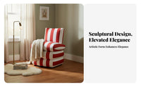 Contrast Stripe Stripe Accent Chair Stain-Resistant Fabric Striped Upholstered Armchair With Armrests Mid-Century Modernera