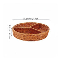 Compartment Fruit Tray Vintage Design Woven Snack Basket Lightweight
