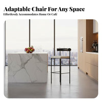 Upholstered High Stool with Supportive Restrest Utilitarian Look Bar Chair Designer-Look Modern Minimalist for Adults