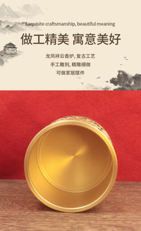 黄铜龙凤祥云笔筒摆件办公室家居工艺品文房用品书桌装饰品香炉