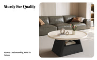 2 Pieces Round Coffee and End Table Set Space-Saving Pair of Round Occasional Tables Rounded Edges Versatile Use for Living Room