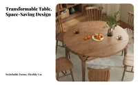 Expandableable Round Table Expandable Design Home Furniture Space-Saving Built-in Lazy Susan for Adults, Dining Room