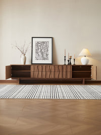 Vintage Wabi-Sabi Solid Wood TV Cabinet with Coffee Table, Walnut Color