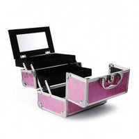 Makeup Case with Mirror Portable Makeup Box with Mirror Rigid-Construction Cosmetic Organizer   for Vanity Table