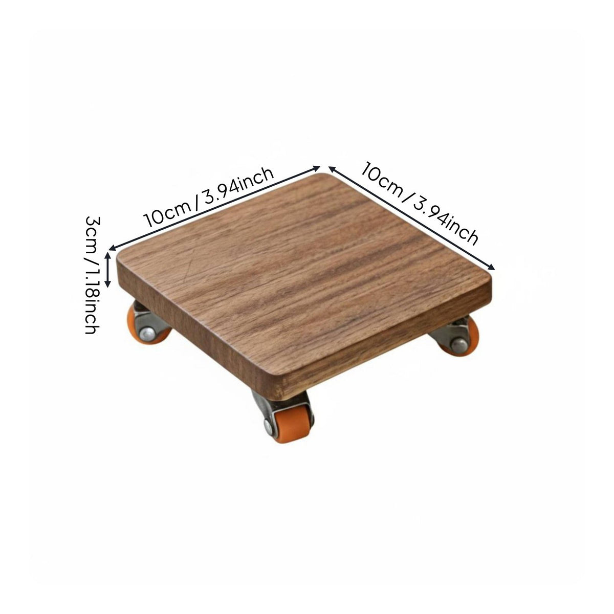 Wooden Drink Mat with Wheels Nordic Design Square Wood Trivet on Wheels