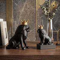 Nordic Minimalist Resin Black Lion Sculpture Ornament