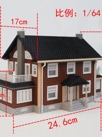 1:64 Scale Miniature Villa Model with Lighting, Frosted Finish