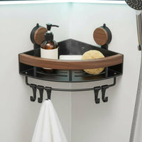 No-Tools-Needed Shower Storage Rack Heavy Duty Suction Cup Corner Shelf for Kitchen