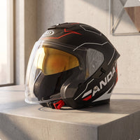 Aerodynamic Half Helmet with Sun Visor | Vented, Half Helmet with Quick Release Buckle, for Street Commuting