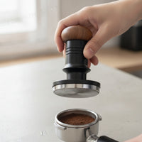 Impact-Style Manual Coffee Tamper Adjustable Tamper with Wood Handle Precision for Home Baristas