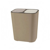 Double-Bin Trash Can Rounded Corners Two-partCompartment Design Hard Household Exterior Organizer for Kitchen