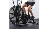 Adjustable Seat Air Resistance Bike Stable Base Upright Air-Resistance Bike Console Display Fitness Equipment Transport Wheels for Home Gym