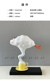 创意轻奢彩绘咖啡杯中沙滩人公仔摆件样板间客厅儿童房咖啡厅装饰