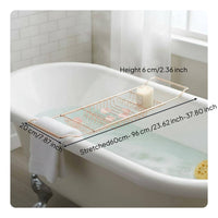 Over Tub Bath Rack Non-Slip Grip Bathtub Table with Book Holder Rustproof