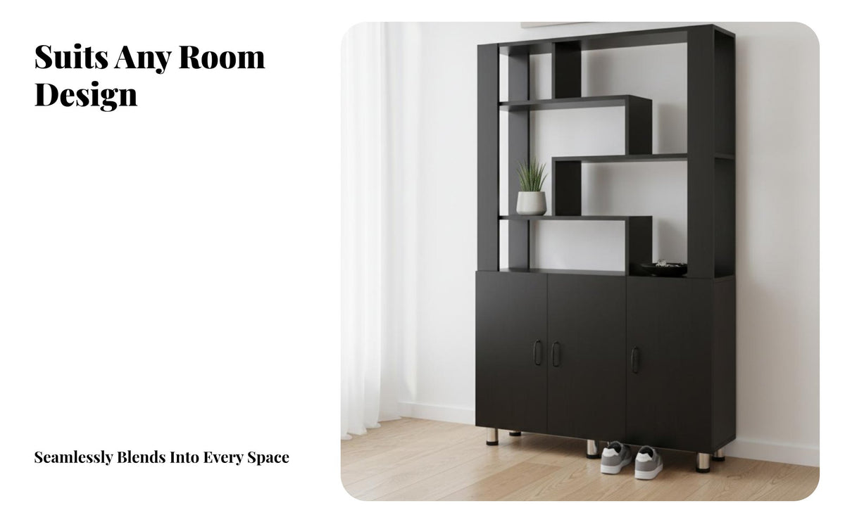 Modern Design Foyer Partition Shelving Unit Multi-Functional Freestanding Divider with Shelves Space-Saving Entryway Cabinet Open-Shelf Display for Homeowners, Apartment Dwellers, Families, Hallway, Living Room, Office, Bedroom