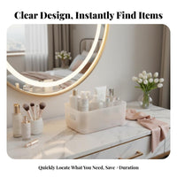 Lidded Vanity Case Clear Design Cosmetic Organizer particleproof for Bathroom, Women